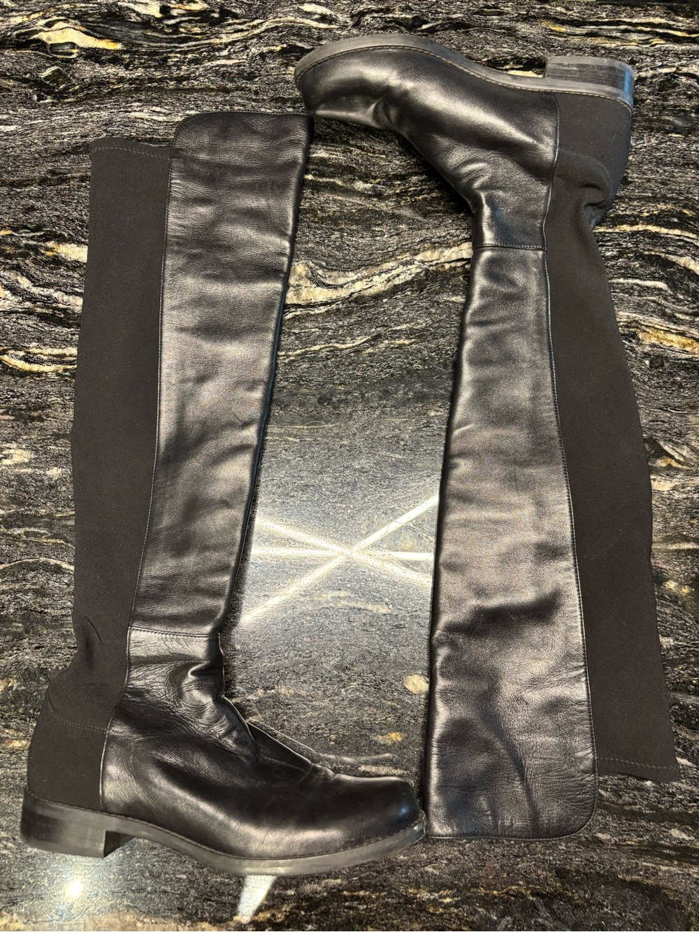 Black Over-the-Knee Leather Boots Stuart Weitzman